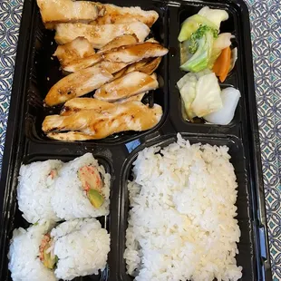 Chicken teriyaki Ohsio (bento) box with white rice