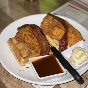 Chicken and waffles ($17)