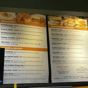 a menu for a restaurant