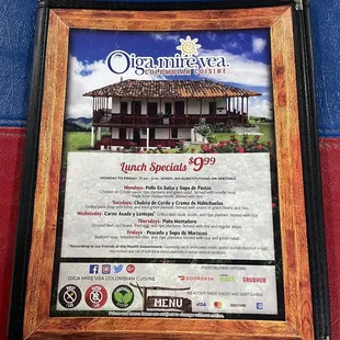 Menu cover.