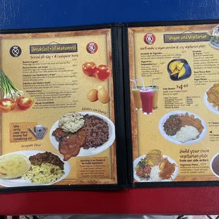Menu inside spread.