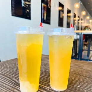 Mango Mojito with aloe jelly and one with basil seeds