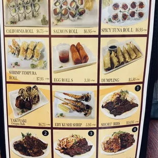 a menu for a restaurant