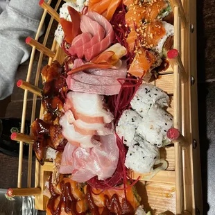 a platter of sushi
