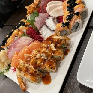 a plate of sushi