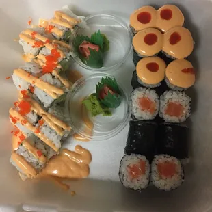 Spicy California Roll,  Spicy Salmon Roll and Spicy Tuna Roll.