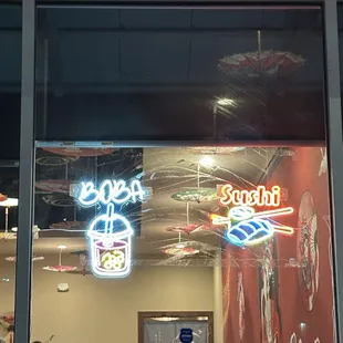 Boba &amp; sushi signs