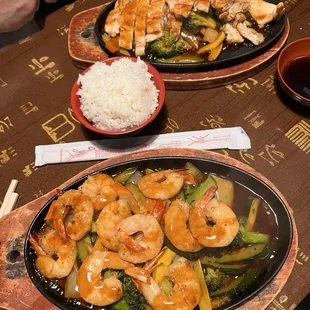 Shrimp teriyaki &amp; chicken teriyaki