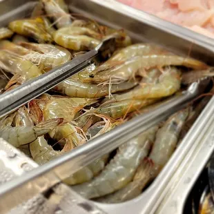 Fresh shrimp on the buffet line