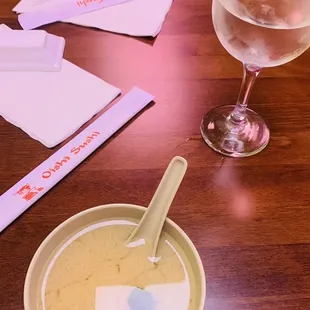 Miso Soup and Peach Saki