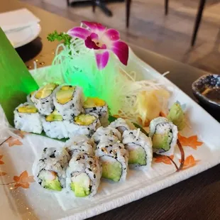 a plate of sushi