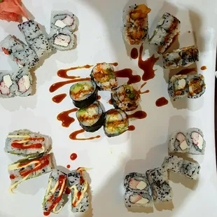 interior, sushi and sashimi