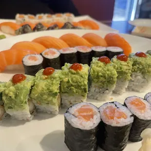 a variety of sushi on a plate