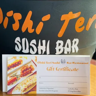 Gift certificates now available