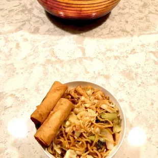 Tofu Yakisoba &amp; Vegetable Egg Rolls