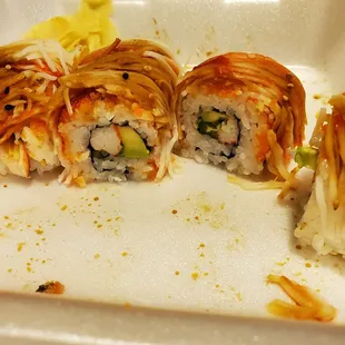 Rising Sun roll missing eel and had double imitation crab, instead.