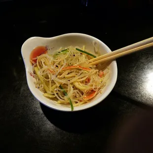 On the house at the bar, cold noodle salad