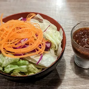 House salad with ginger dressing.