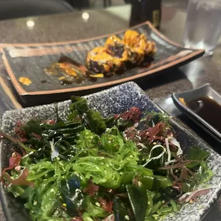 Seaweed Salad and Sake Bomb