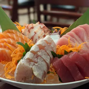  a closeup of a bowl of sushi