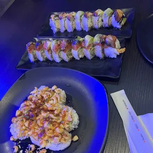two plates of sushi