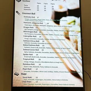Menu - first board