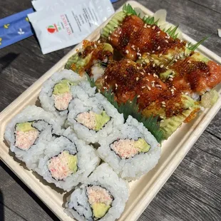 california roll &amp; red dragon roll