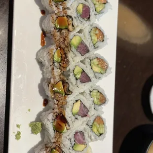 a plate of sushi