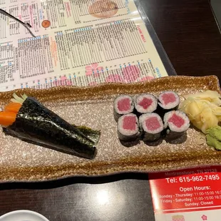 Philidelphia hand roll and tuna roll