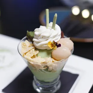 Birthday dessert--matcha parfait