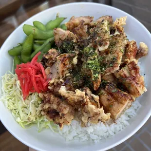 Chicken Karaage Rice Bowl!!  Same chicken karaage appetizer you love...now over rice :)