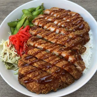 Chicken Katsu Rice Bowl!   Dark meat.... Yuuuum :)