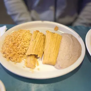 Tamale with chile Con Carne Sauce