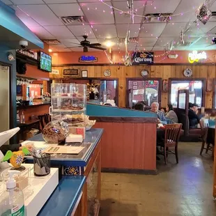 a woman sitting at the counter
