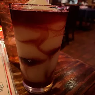 a glass of iced coffee