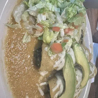 Avocado and Spinach Enchiladas Verdes