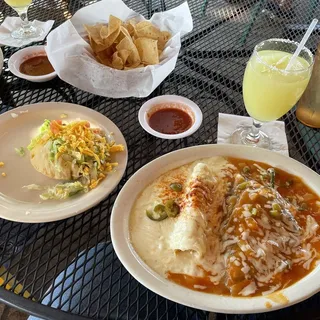 #12. One Chile Relleno, One Puffed Beef Taco and One Sour Cream Chicken Enchilada