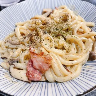 Udon-Carbonara Noodle