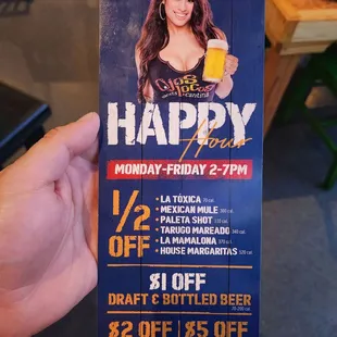 Happy hour menu as of 2-29-24