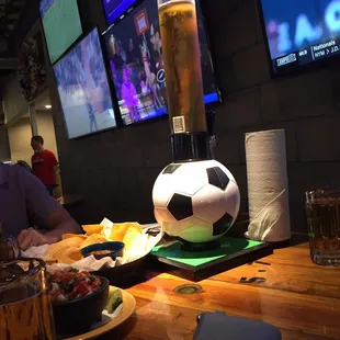 Miller lite tower, ceviche, chips and salsa!