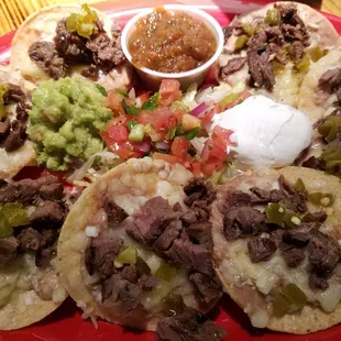Beef fajita nachos. Tender meat, nice, smoky salsa.