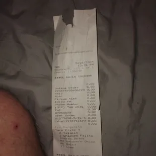 This my receipt which I did not receive anything I wanted at all