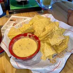 Cheese dip and chips...