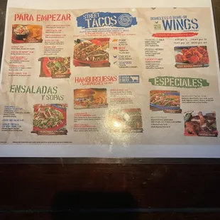 menu