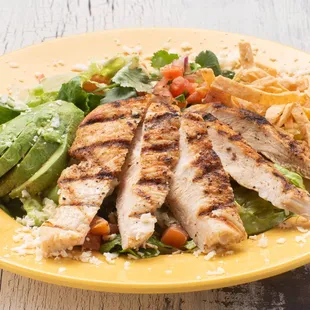 a chicken salad with avocado