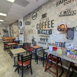 Coffee station and indoor seating