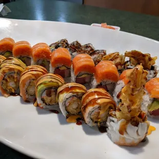 a plate of sushi