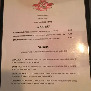 menu