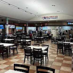 tables and chairs in a restaurant