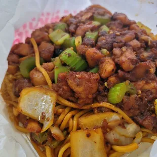 Kung pao chicken and spicy chicken not sure which is which neither very spicy still good though